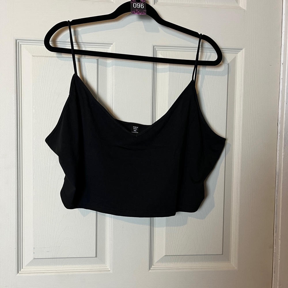 96. SHEIN 4XL Curve black spaghetti strap crop top